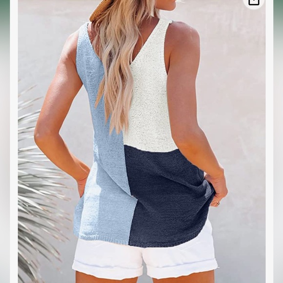 NWOT V-neck knit color block tank top - Picture 2 of 3